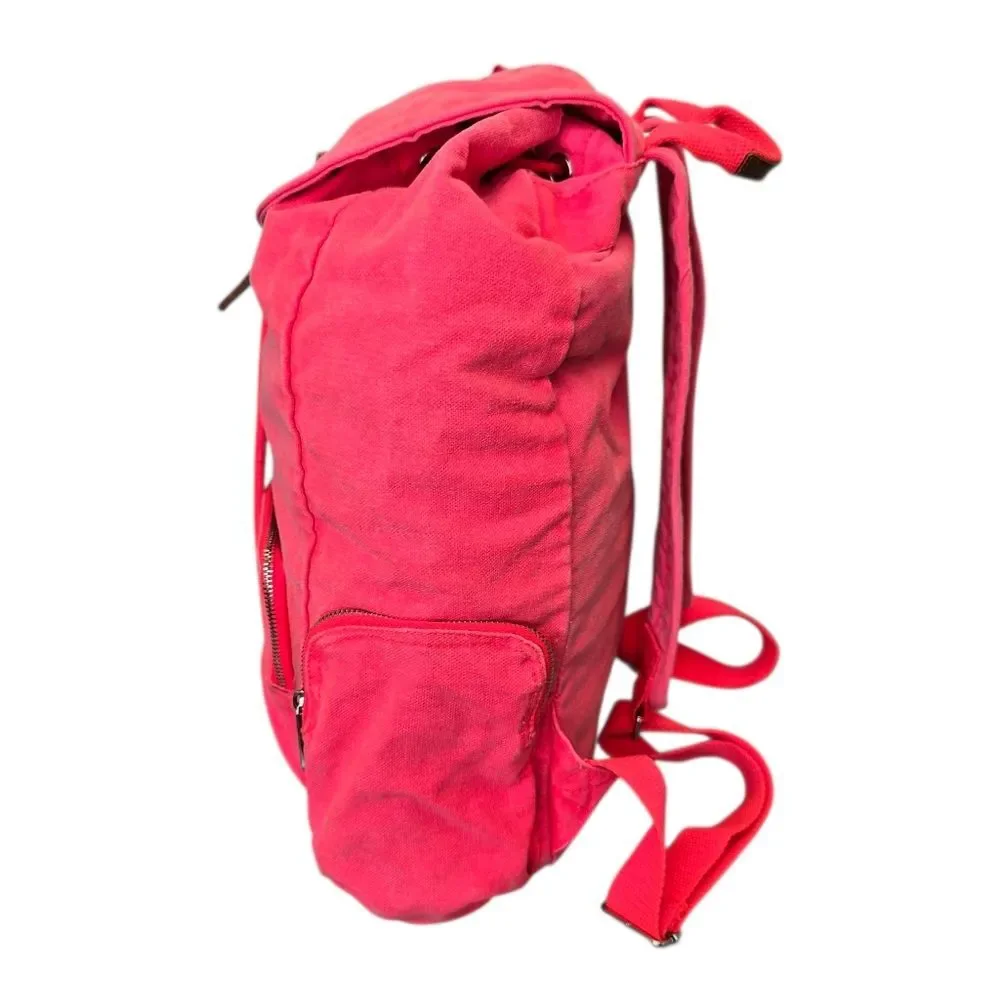 PINK Victoria's Secret Vibrant Neon Pink Canvas Casual Backpack Beach Pool